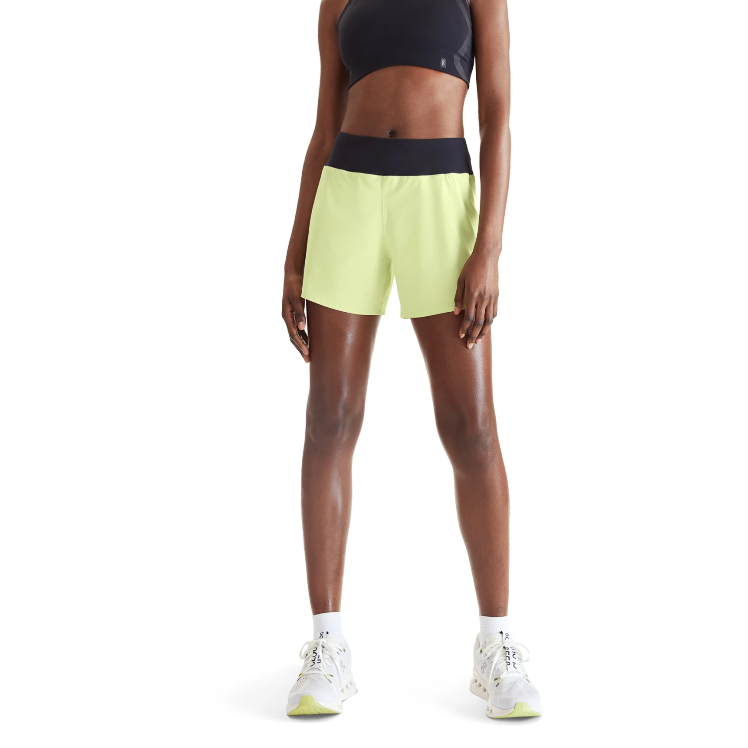 On Running On 5 Inch Running Shorts Women - Hay & Black 9 On Running On 5 Inch Running Shorts Women - Hay & Black - Image 7