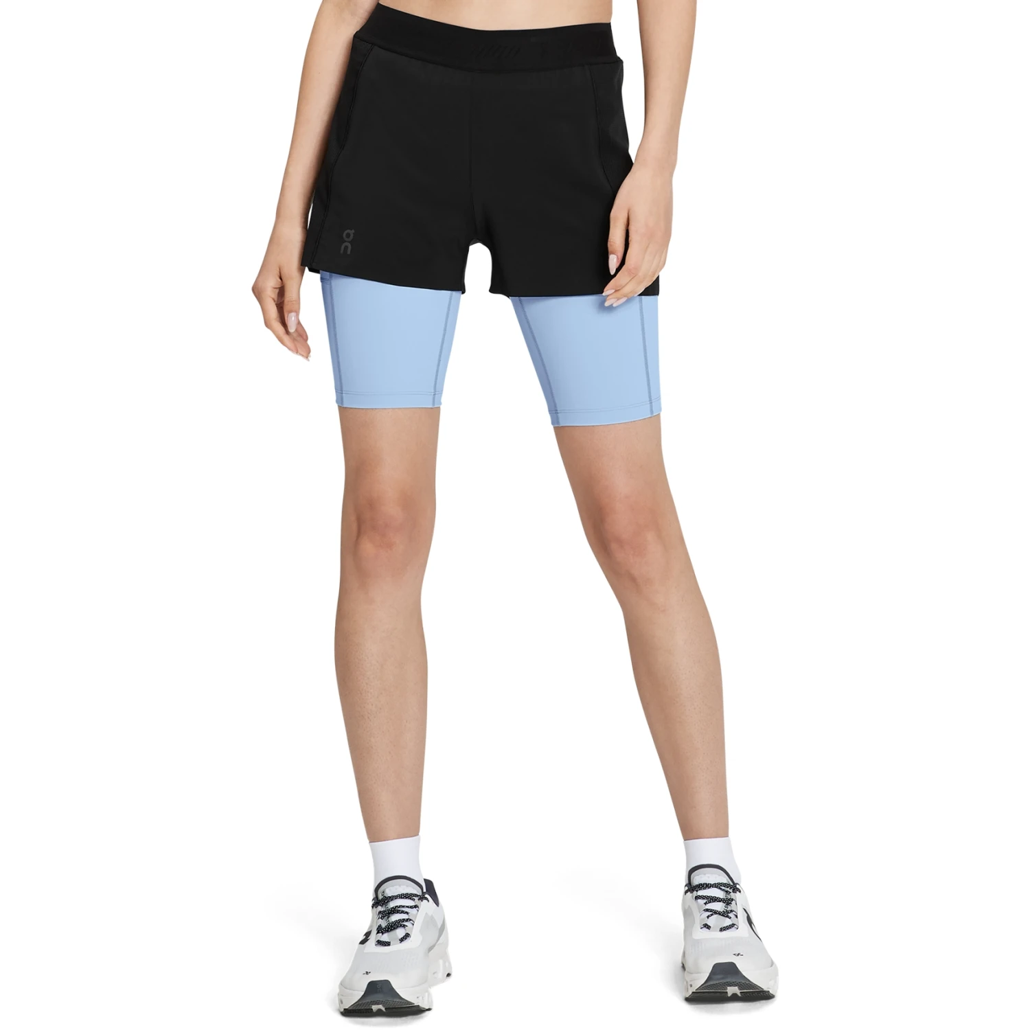 On Running On Active Shorts Women - Black & Stratosphere 3 On Running On Active Shorts Women - Black & Stratosphere