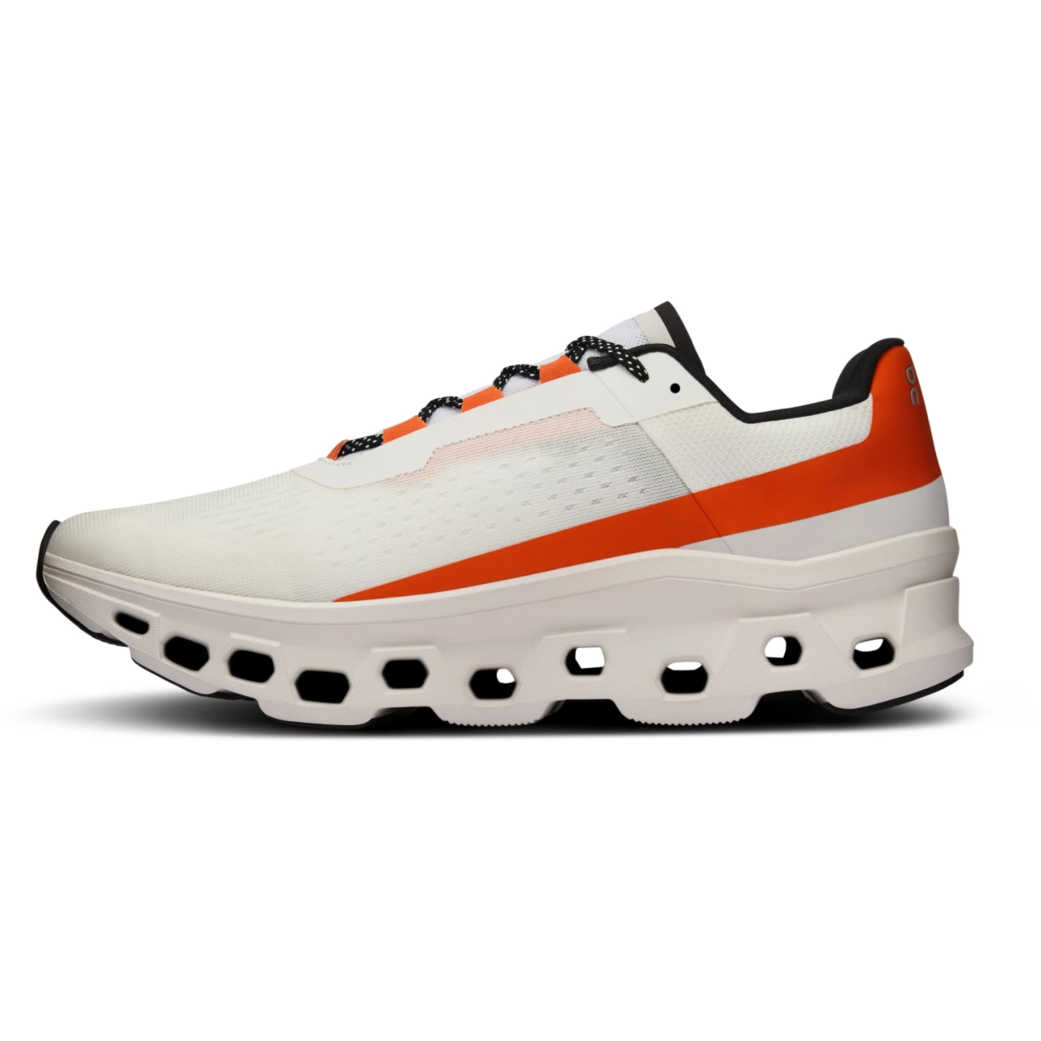 On Running On Cloudmonster Running Shoes - Undyed-White & Flame 8 On Running On Cloudmonster Running Shoes - Undyed-White & Flame - Image 6
