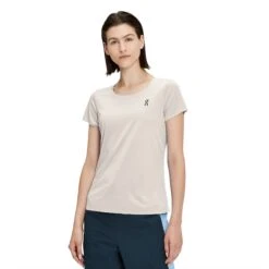 On Running On Performance-T Women Running Shirt - Pearl & Undyed-White