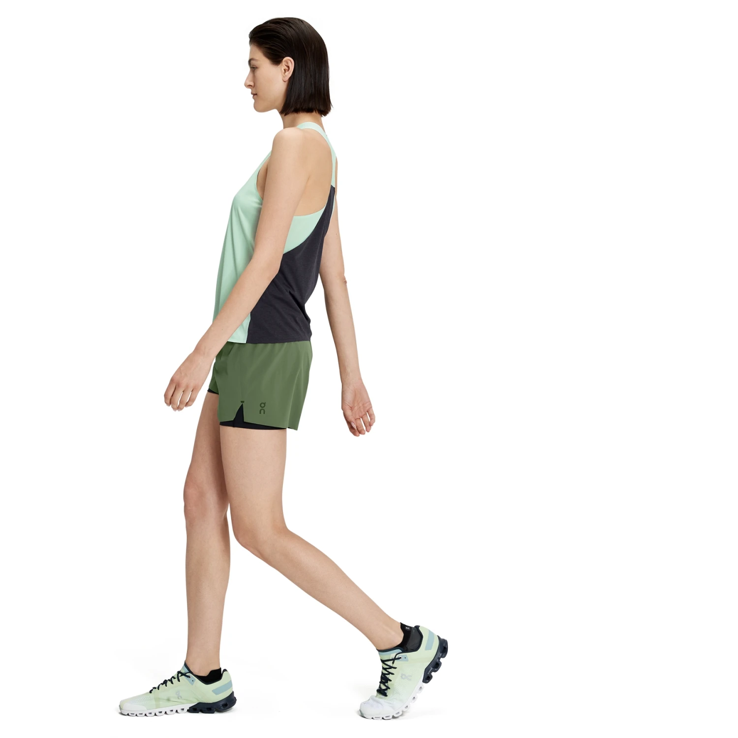 On Running On Tank-T Women Running Shirt - Creek & Black 4 On Running On Tank-T Women Running Shirt - Creek & Black - Image 2