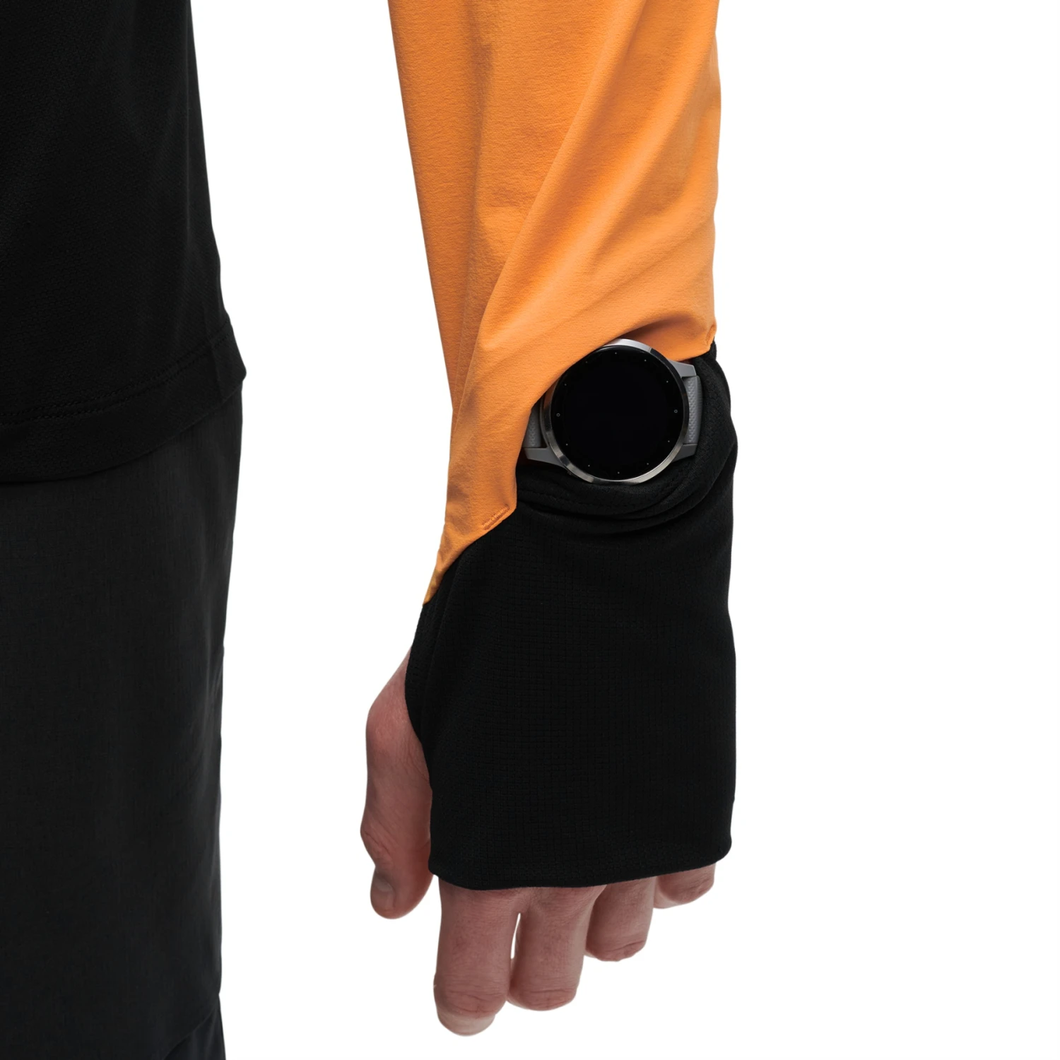 On Running On Trail Breaker Long Sleeve Running Shirt - Mango & Black 10 On Running On Trail Breaker Long Sleeve Running Shirt - Mango & Black - Image 8